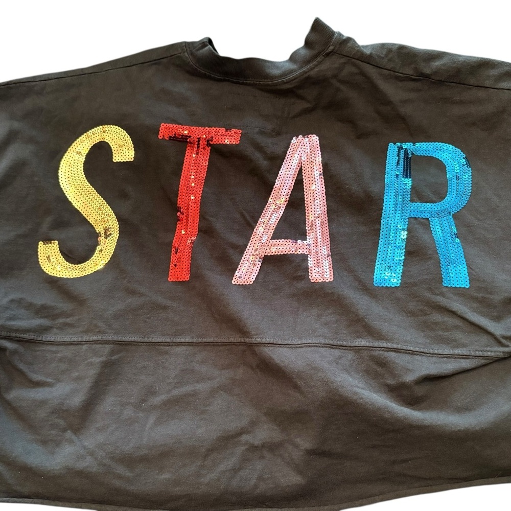 Black STAR‎ Sweatshirt with Sequin Stars BY Spirit Jersey
